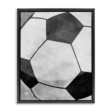 Imagem de Stupell Industries Bouncing Fun Soccer Ball Gray Framed Floater Canvas Wall Art, design por Christine Simpson Art, 21 x 17