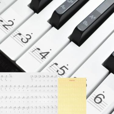 Imagem de Generic Adesivos de teclado de piano para teclas de 61/54, adesivos de chave de números, notas de piano, etiquetas de guia removíveis para iniciantes, preto