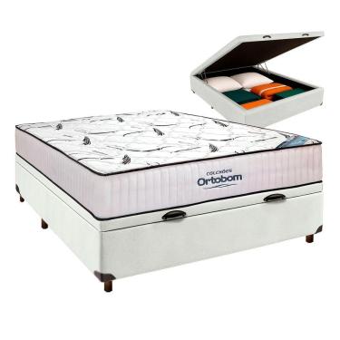 Imagem de Cama Box Bau Marrom + Colchão Casal High Foam Ortobom