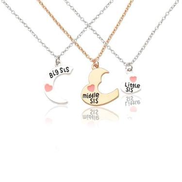 Imagem de Colares da Amizade para 3 Bestie Presentes de Natal para Melhor Amigo e Irmã para 3 Colares Combinando para Amigo, Small, Cobre, Sem Pedra Preciosa