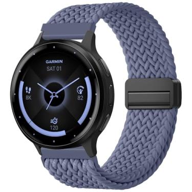 Imagem de IMIVIO Pulseiras magnéticas de nylon trançado de 22 mm compatíveis com Garmin Venu 3/Venu 2, pulseira de substituição elástica ajustável de liberação rápida para Vivoactive 4 de 45 mm/Forerunner 255
