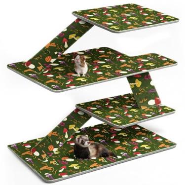 Imagem de Tinideya Conjunto de 7 peças de forro de gaiola para furões com fechos de gancho e laço, acessórios para gaiola de furões, forro lavável para animais pequenos, hamster, porquinho-da-índia, ratos