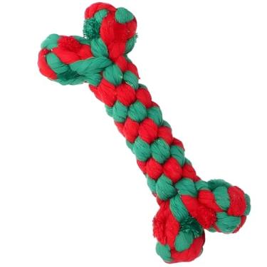 Imagem de Brinquedo para cães de corda de osso de Natal, brinquedos de mastigar de algodão para cães, pacote com formas de osso, brinquedos festivos de dentição interativos para cães