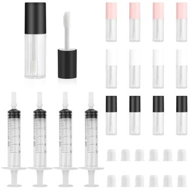 Imagem de LUSTRIB 16 peças de tubos de brilho labial transparentes de 3 ml, tubos vazios de brilho labial, recipientes de plástico transparente/protetor labial de plástico, mini brilho labial para viagens