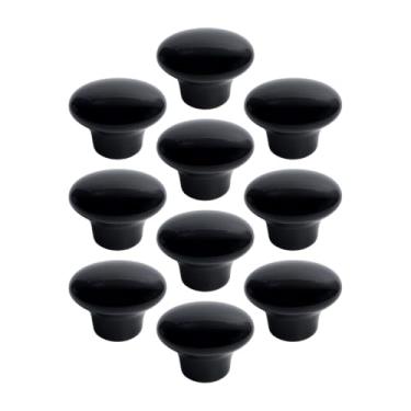 Imagem de Kit 12 Puxadores de Gaveta em Cerâmica e Porcelana para Armários e Móveis, 38mm, Decorativo (Preto - MPPON104)