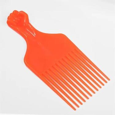 Imagem de 1 pente de cabelo para pentear cabelos cacheados femininos e masculinos, ferramentas de cabeleireiro de plástico para perucas, tranças e afros, laranja
