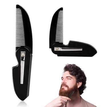 Imagem de 1 Pente masculino dobrável de bolso preto, em forma de barba, pente dobrável para cabelo oleoso para uso diário