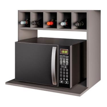 Imagem de Suporte Micro-ondas Forno Armário Aéreo Com Adega 60cm Lótus M24 Grafite - Mpozenato