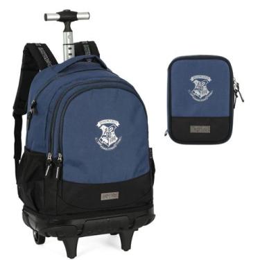 Imagem de Kit Mochila Rodinha Estojo Juvenil Harry Potter - Luxcel, Azul