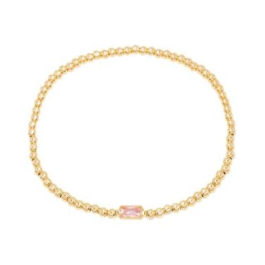 Imagem de Pulseira de pedra do mês de nascimento delicada para mulheres – Pulseiras elásticas modernas de amizade joias de aniversário presentes para aniversário, Natal, Dia dos Namorados, One Size, Aço de