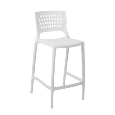Imagem de Banqueta Alta Para Bancada E Cozinha Branca Empilhável Marte Em Polipropileno Acrilys