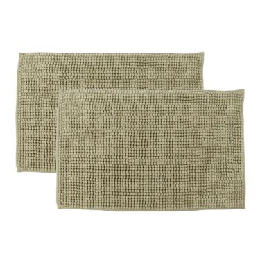 Imagem de Kit 2 Tapetes Banheiro Bolinha Antiderrapante Bege 58x38cm