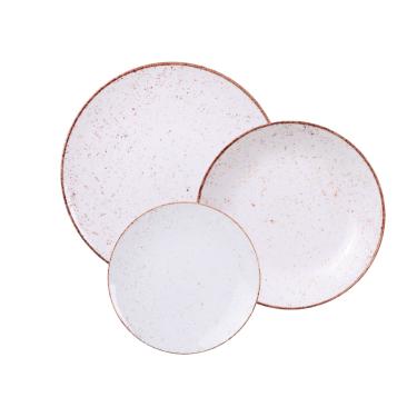 Imagem de Jogo de Pratos Tramontina Rústico Marrom em Porcelana Decorada 12 Peças