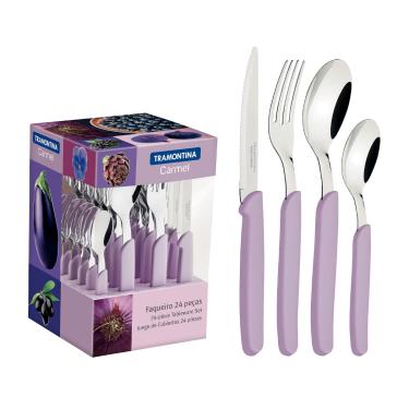 Imagem de Faqueiro Tramontina Carmel 24 peças Púrpura Claro Aço Inox