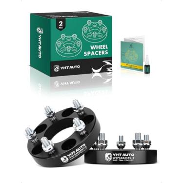 Imagem de YHTAUTO Espaçadores de roda 5 x 4,5 cm para Toyota Camry, RAV4, Tacoma, Honda CR-V, Civic, modelos Accord, espaçadores de pneu forjados de 5 x 114,3 mm com pinos M12 x 1,5 mm, furo do cubo de 73 mm, preto