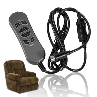 Imagem de loosoo MLSK89-A2 Controle remoto de 6 botões e 5 pinos com USB e retroiluminado, compatível com cadeira elevatória Catnapper, reclinável elétrica e seccionais, aparelho de controle manual (preto) para