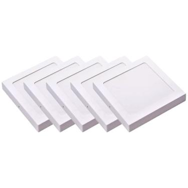 Imagem de Kit 5 Luminária Plafon Led Quadrado Sobrepor 24W 4000K Noll