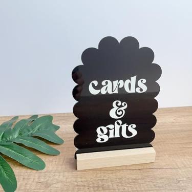 Imagem de Phocaea Placa acrílica para cartões e presentes, com base de madeira, 12 x 18 cm, design de arco recortado, estilo contemporâneo moderno, decoração de mesa independente para casamentos, banquetes