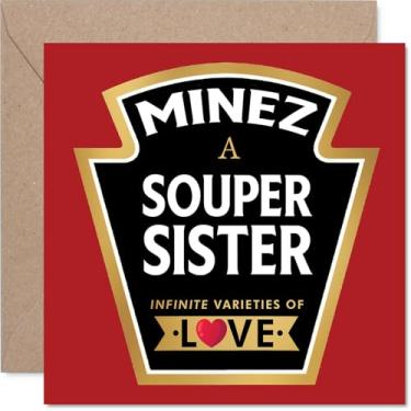 Imagem de Stuff4 Cartão de aniversário da irmã - Souper - Cartão de feliz aniversário para irmã de irmão irmão, design de etiqueta de produto de 5,7 polegadas cartões comemorativos aniversário