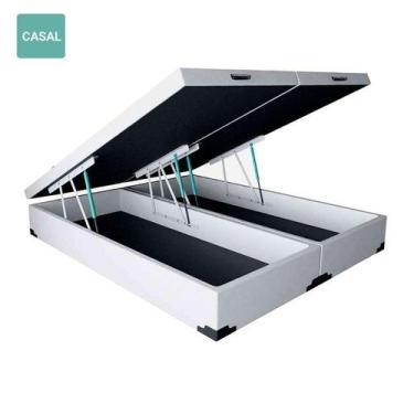 Imagem de Cama Box Baú Casal Bipartido Branco Suede 138x188 - RR COLCHOES
