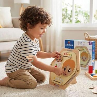 Imagem de Painel Atividades Sensorial Montessori Bebê Brinquedo Educativo Coordenação Motora (Painel Emoções)