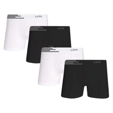 Imagem de Kit 4 Cueca Lupo Boxer Microfibra Sem Costura 46306-088, P, 2 preto, 2