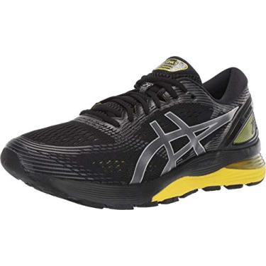 Imagem de ASICS Gel-Nimbus 21 Tênis de corrida masculino, Preto/limão faísca, 41