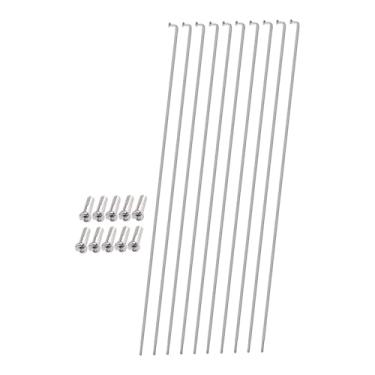 Imagem de menolana Conjunto de 10 raios de aço inoxidável para bicicleta, 2 mm, com niples. Peças de reposição para rodas de 26", 27,5" e 29". Acessórios, 27 Cm X 2 Mm