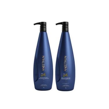 Imagem de Kit aneethun linha a shampoo, creme silicone 1lt