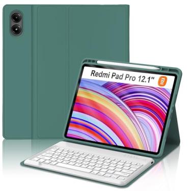 Imagem de Capa de teclado para Xiaomi Redmi Pad Pro/Xiaomi Poco Pad de 12,1 polegadas, capa de teclado magnética destacável com suporte de lápis para Xiaomi Tablet Redmi Pro 12,1 polegadas 2024, recortes