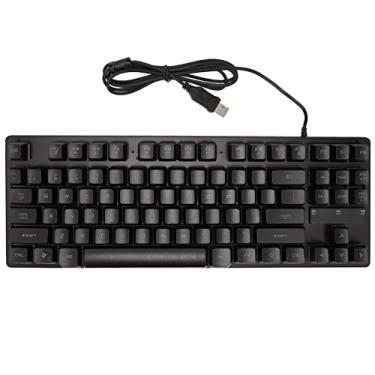Imagem de RiToEasysports Teclado de LED Ergonômico 87 Teclas: Design de Gravação para Líderes Aparedados Apertados (Preto)