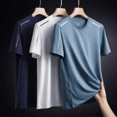 Imagem de Camiseta Masculina Básica Slim Fit Verão Treino Academia Treino Não Es