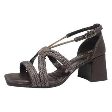 Imagem de Sandália Feminina Salto Tramadas Brilho Moda Social Tanara