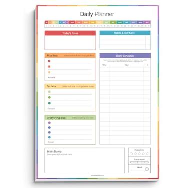 Imagem de Bloco de notas planejador diário TDAH para adultos neurodivergentes – Bloco de notas para planejamento diário de produtividade e gerenciamento de tarefas para se manter organizado e focado | A4