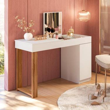 Imagem de Escrivaninha Penteadeira Love Vidro De Correr Espelho Prateleira E Nicho ? Design Moderno - Branco - Cinamomo