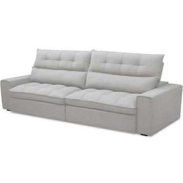 Imagem de Sofá Retrátil Reclinável Para Sala de Estar Living 250cm Dimas F04 Bouclê Cinza - Lyam Decor