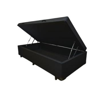 Imagem de Cama Box Baú Solteiro Blindado Diversas Cores (88x188x42) - Linhão (Linhão - Turim Preto Fosco)