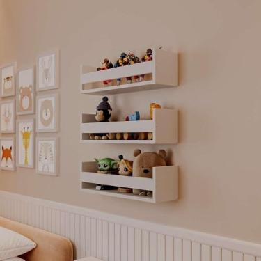 Imagem de Kit 3 Prateleiras Porta Brinquedos Branca 50 x 12cm Suporte Invisivel