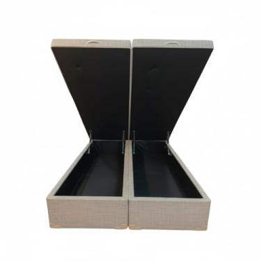 Imagem de Cama Box Baú Casal Bipartido 69 Blindado Diversas Cores Linhão - (138x188x42) (Linhão - Turim Palha)