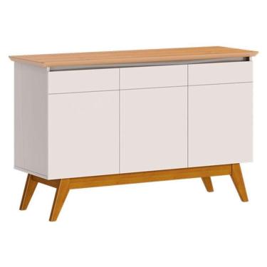 Imagem de Aparador Para Sala Buffet Classic 3 Portas Com Gaveta Off White Nature - Imcal