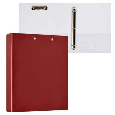 Imagem de Pasta marrom para prancheta com três anéis e organizador de fichário para escola e escritório, pacote com 2