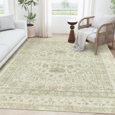 Imagem de Tapete de 1,8 x 2,75 m zesthome Lavável, supermacio para sala de estar, vintage, antiderrapante, resistente a manchas, tapete ultrafino grande (cáqui/bege, 1,8 x 2,75 m)