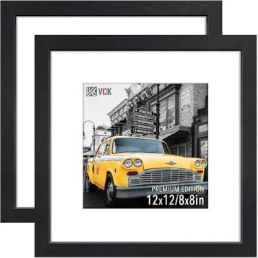 Imagem de VCK Porta-retrato 30,5 x 30,5 cm, pacote com 2 unidades, preto, molduras de madeira de alta qualidade com vidro temperado, tela de 20 x 20 cm com tapete ou 30,5 x 30,5 cm sem tapete, qualidade de