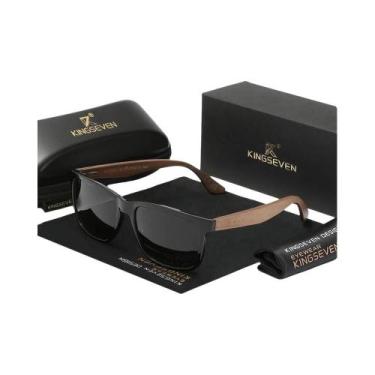 Imagem de Óculos De Sol Polarizados De Madeira De Noz Preto KINGSEVEN Anti-refle