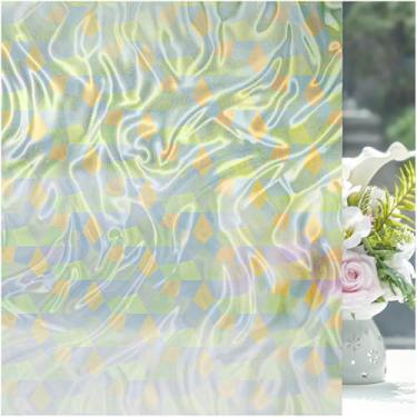 Imagem de Borskyn Película de privacidade para janela Rainbow River 17,5 x 78,7 polegadas, aderência estática não adesiva para janelas domésticas, bloqueio de UV, decorativo com luz natural