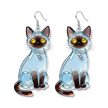 Imagem de OSCCI Adoráveis brincos em forma de gato – design animal acrílico com ganchos de liga durável, brincos hipoalergênicos modernos para mulheres e amantes de animais de estimação, Acrílico, Sem pedra