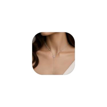 Imagem de Dr's gift Lariat Colar feminino delicado prata longo Y colar pingente corrente colares modernos joias presente para mulheres