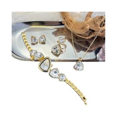 Imagem de Relógio De Luxo Feminino Com Conjunto De Joias De Diamante Colorido Em
