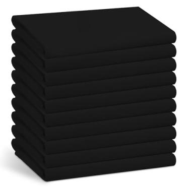 Imagem de Pacote com 10 lençóis de cama de solteiro, lençol de cima de poliéster macio, para quarto de hotel, hospital, sem rugas, resistente a manchas, 166 x 96 polegadas (preto)