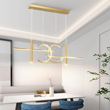 Imagem de Luminária pendente LED com intensidade regulável para mesa de jantar, luminária pendente moderna com controle remoto, lustre com altura ajustável, ideal para cozinha, escritório e sala de es